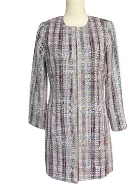 Etcetera Multicolor Twill Mid Length Coat New